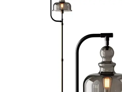 Uttermost Elieser Brushed Brass and Aged Black Floor Lamp 3D model