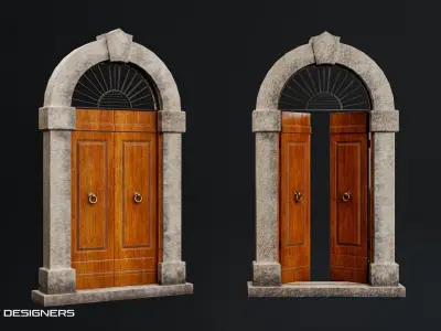 Italian Arch Door Low-poly 3D model