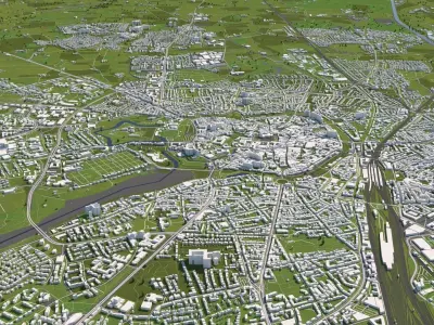 Muenster Germany 50x50km 3D City Map 3D model