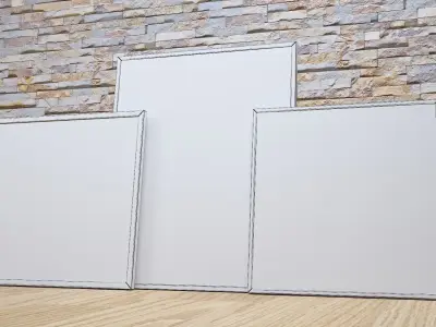Triple set picture frames Low-poly 3D model
