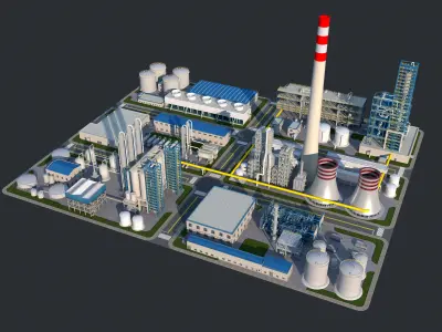 Huge Refinery  3D model purchase