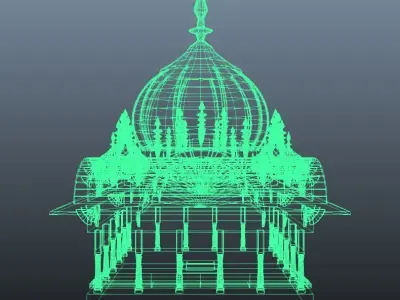 Memorial Mausoleum Queen Kusum Sarovar 02 Few Columns 3D model 3D model