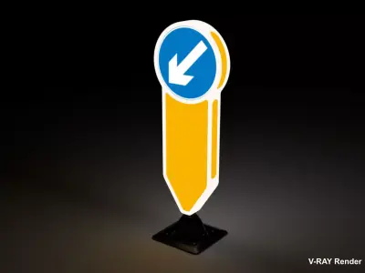 Traffic Island Bollard - Retroflective SR Low-poly 3D model