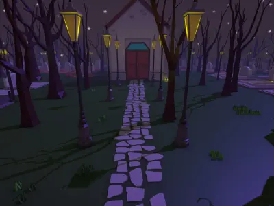 Poly3D-Modular Cemetery Pack Low-poly 3D model