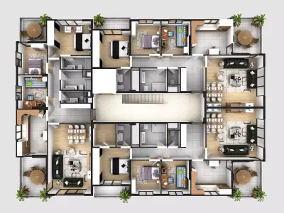 FLOOR PLAN 3DS MAX 2015 VRAY RENDER 3D model