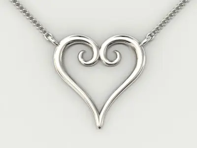 heart pendant gold 3D print model