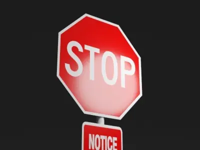 Stop Sign Low-poly 3D model get
