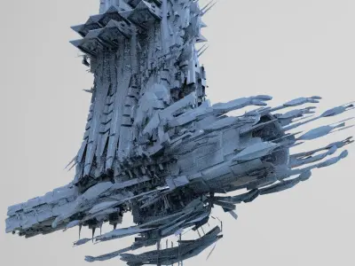 Alien mothership harvester grand Low-poly 3D model