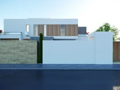 High-quality 3D model of a modern two-story villa Low-poly 3D model