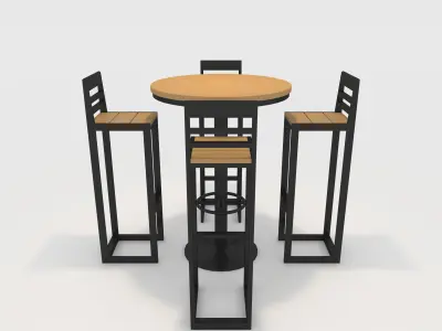 Bar Table And Chair 6 3D model