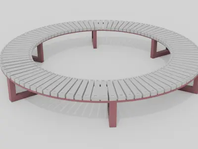 Outdoor Wooden Bench 11 Low-poly 3D model