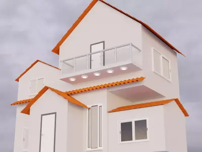 low poly modern house Low-poly 3D model purchase