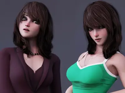 Angela Cartoon Girl Outfit 2 Low-poly 3D model