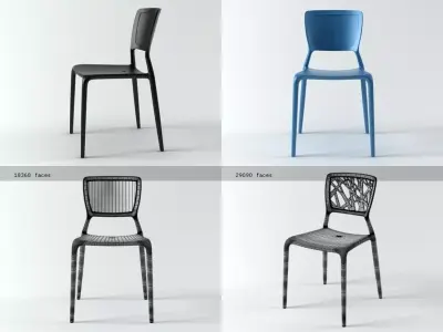Viento four different colored chairs 3D model