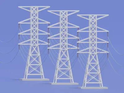Cartoon Electric Power Tower 3D model