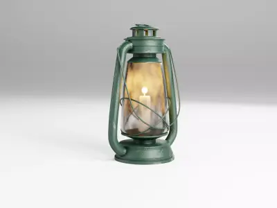 Old Lantern with Candle and scratches and a bit of rust Low-poly 3D model