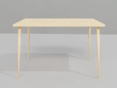 Simple wooden dining table  Low-poly 3D model