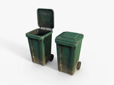 Dirty Street Trash Can Low-poly 3D model