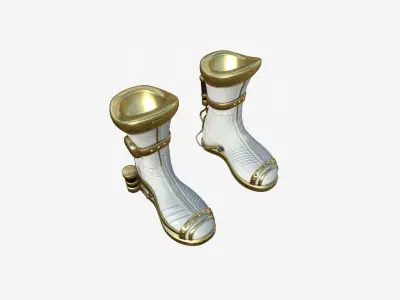 SciFi Boots A03 White Gold - Character Design Fashion Low-poly 3D model