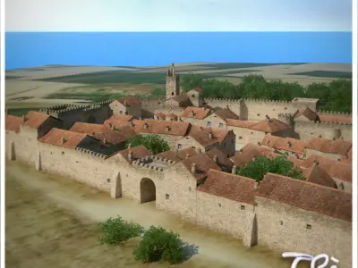 WALLED MEDIEVAL TOWN 3D model