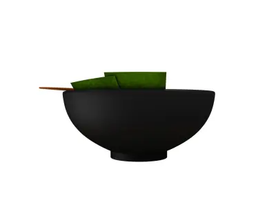 Ramen bowl with leaf 3D model