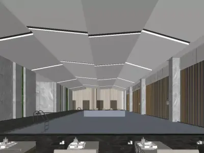 Indoor constant temperature swimming pool 3D model