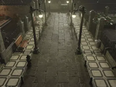 Modular Gothic Street Assets 3D Model Pack