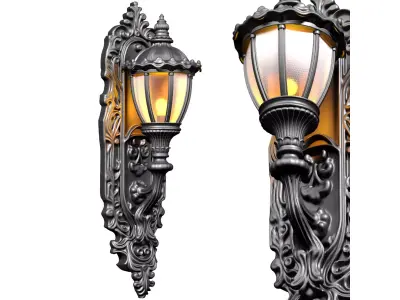 Classic Outdoor Forged Wall Lamp Lantern streetlight Sconce 3D model