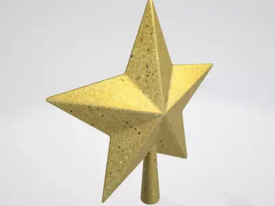 Gold star for tree Low-poly 3D model