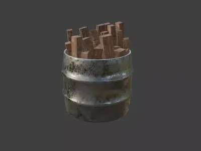 Tin Barrel  Game Ready 3D Asset Low-poly 3D model