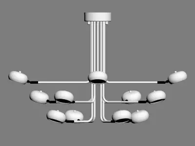 Curved Stix Chandelier 12 White 3D model