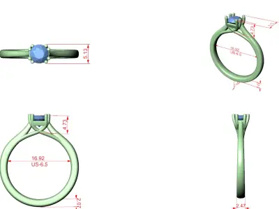 Elegant Split Shank Solitaire Ring 3D CAD Jewelry Model STL File 3D print model