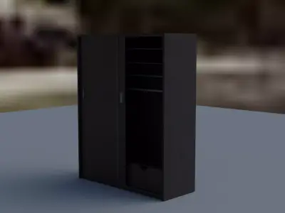 3d model of a sliding wardrobe made of ebony Low-poly 3D model