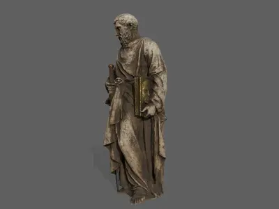 Old Man Statue Low-poly 3D model 18