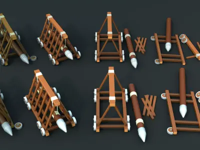 Siege Mashines PACK Low-poly 3D model
