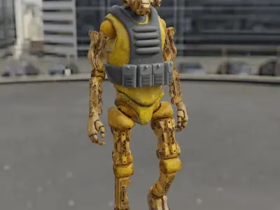 Military robot guard  Low-poly 3D model