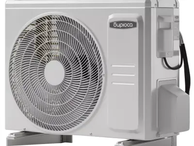 Outdoor unit of the Biryusa air conditioner Low-poly 3D model