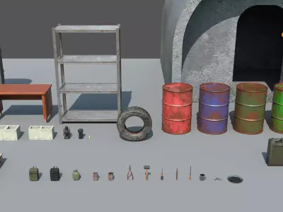 Post-Apocalyptic Props Asset Pack Low-poly 3D model