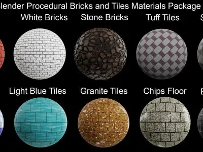 Blender Procedural Bricks and Tiles Materials Package Texture