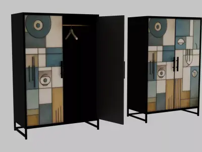 Modern Abstract Blue Wardrobe Low-poly 3D model
