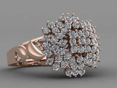 Rose Gold Women Diamond Ring 3D print model 3D print model 30