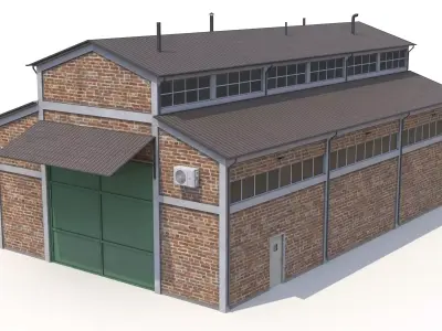 2 Brick Industrial Buildings PBR 3D Model Pack