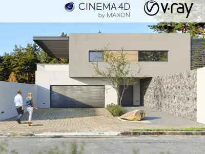 VRay - C4D scene files - House Banton - Modern Minimalist Home 3D model