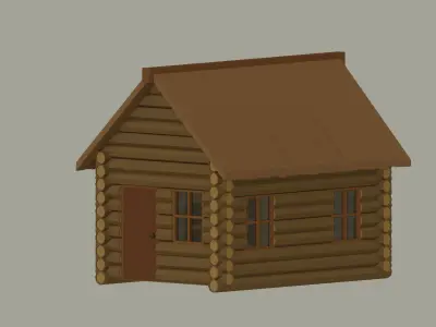 Wooden Cabin Low Poly 3D model