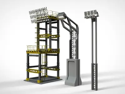 floodlight 7 stadium lighting tower 3D model
