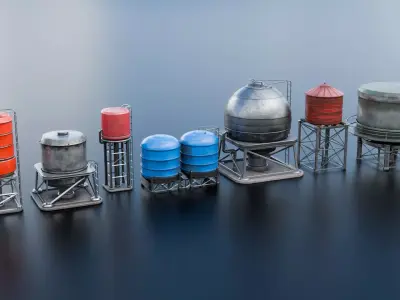 Water Tanks Low-poly 3D model