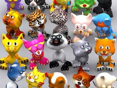 3DRT - Toonpets Cats Low-poly 3D model