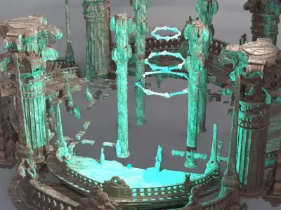 Corinth Pillar city plaza with oracle rings 3D model