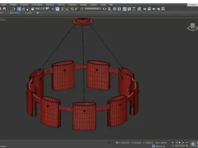 JANICE modern chandelier with glass and gold accents Low-poly 3D model