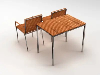 Garden Furniture Table Set 002 3D model